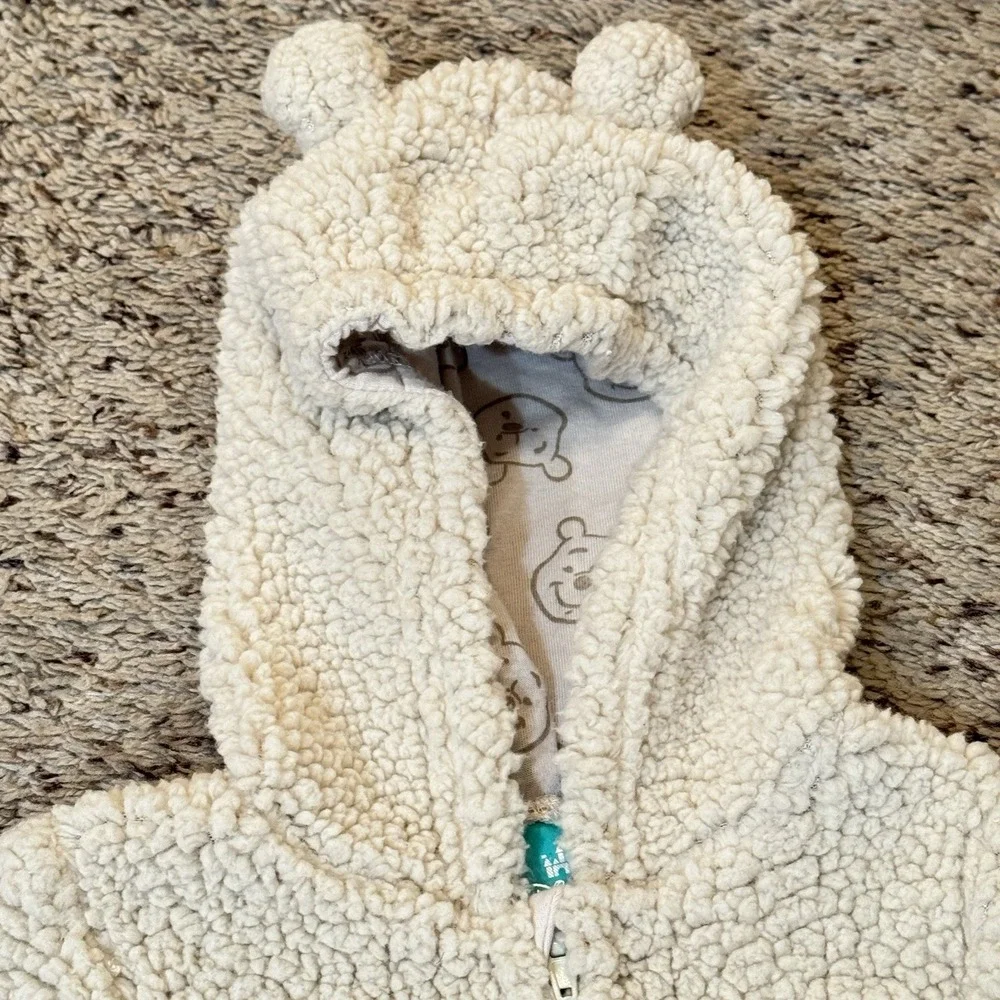 Disney Winnie The Pooh Sherpa Fleece One Piece‎ Pajama Baby Size 6-9 Months